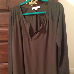 Loft size L mixed media blouse