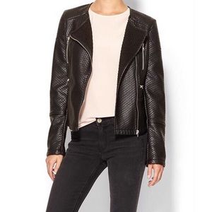 Black Coated Moto Sweater Jacket