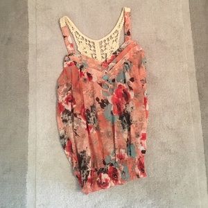 Floral and lace tank