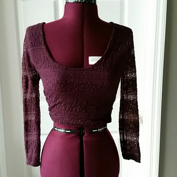 Lace, burgundy crop top