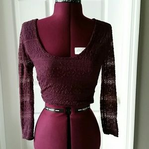 Lace, burgundy crop top