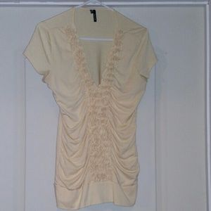 Maurices Yellow Ruched Short Sleeve Top