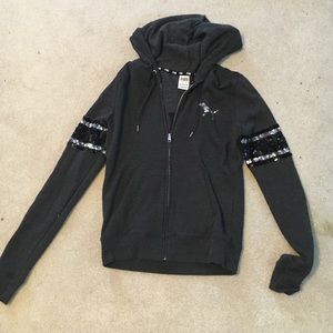 grey sparkley "pink" zip up