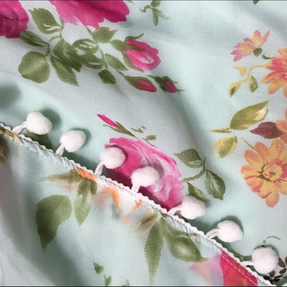 Mint Floral Pom Shorts - Picture 2 of 2