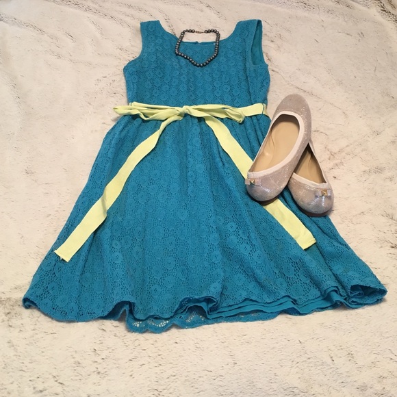 Blue Eyelet A-Line Summer Dress - Picture 1 of 4