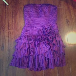 Strapless purple dress with flowers