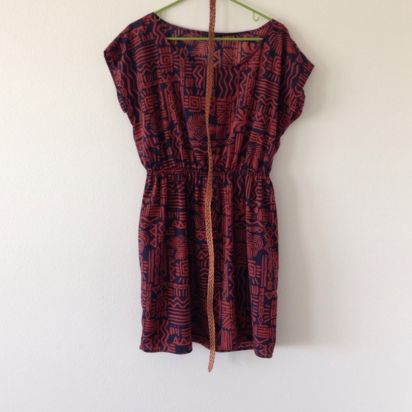 Tribal Print Dress With Belt