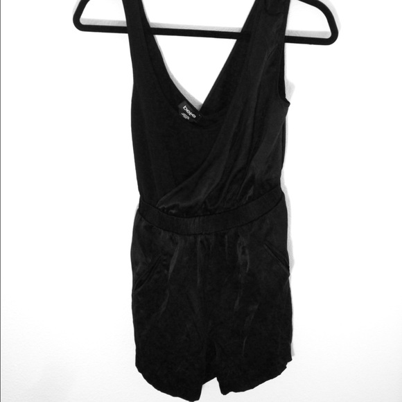 Black Satin Bebe Romper