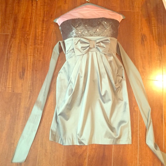 Strapless silver dress
