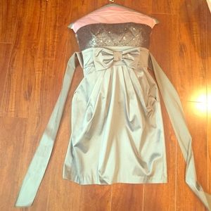 Strapless silver dress