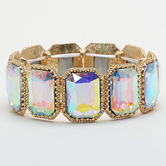 Rectangular Crystal Stretch Bracelet - image 1