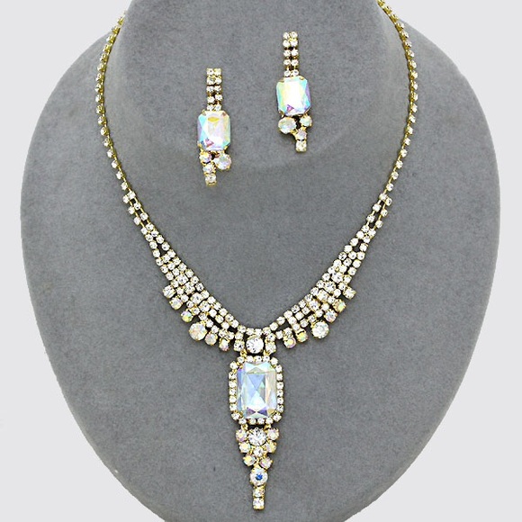 Crystal Rectangular Dazzle Necklace - image 1