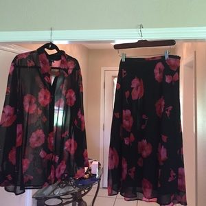 Venezia Black with Pink Flowery shirt and skirt.