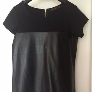 Faux leather tee