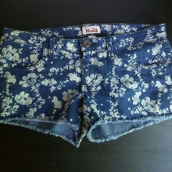 Flower and Skull Denim Shorts