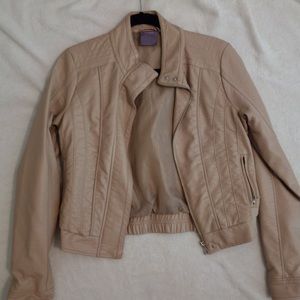 Medium faux tan leather jacket