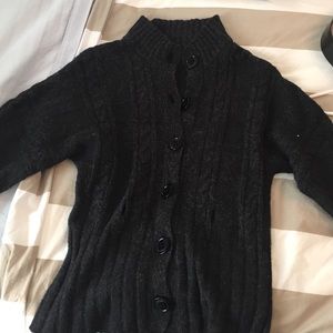 Cashmere blend 3/4 sleeve sweater charcoal color