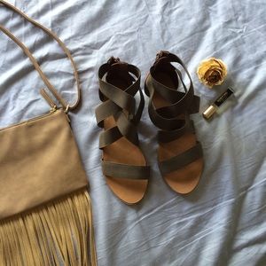 NINE WEST | Strappy Olive Green Sandals