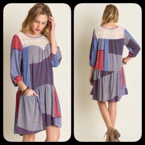 ❤️LAST-M❤️ Sweetheart Lace ColorBlock Summer Dress - Picture 2 of 3