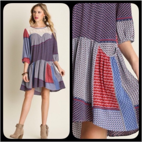 ❤️LAST-M❤️ Sweetheart Lace ColorBlock Summer Dress - Picture 3 of 3