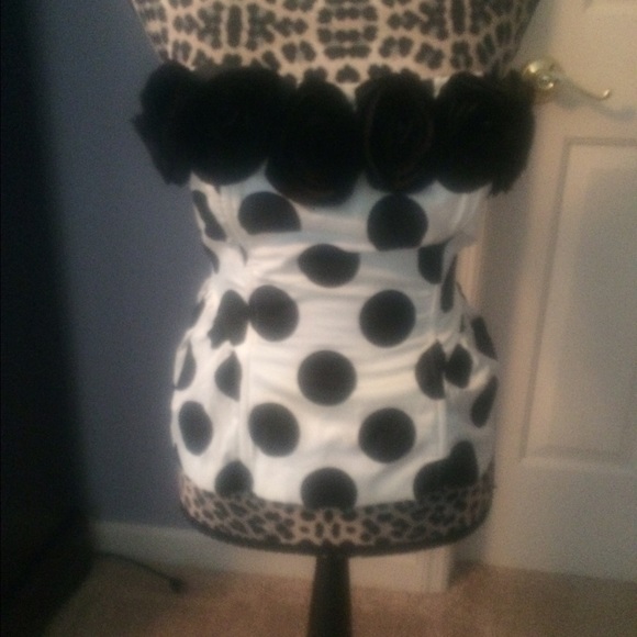 Corset black and white polka dot