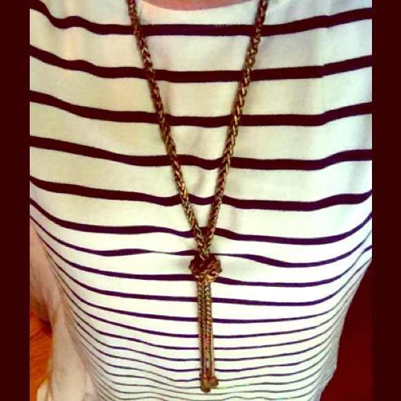 Gold Tassel Lariat Necklace