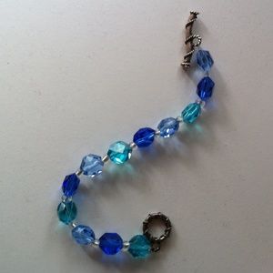 Beaded glass aqua bracelet