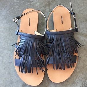 NEW Retail J.Crew Fringe Slingback Sandals in Navy