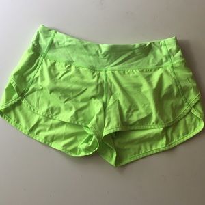 Lululemon neon green  speed short (size6)