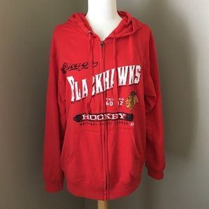 ✨$125 Authentic Majestic NHL Chicago Blackhawks Red Zip-Up Jacket