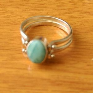 Larimar Stone,Amber and 925 Silver