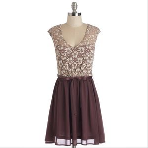 ModCloth White Haute Cocoa Dress in Plum