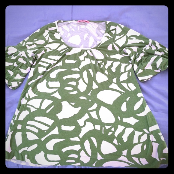 Anthropologie Velvet green and white shirt !