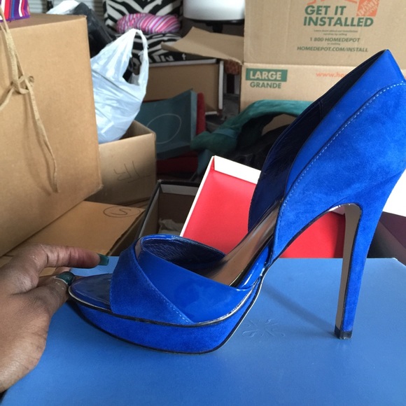 Royal blue suede heels