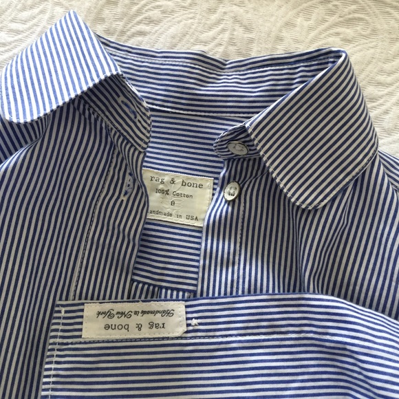 rag & bone Tops - Rag & Bone Peter Pan Collar Blue+White Button-down
