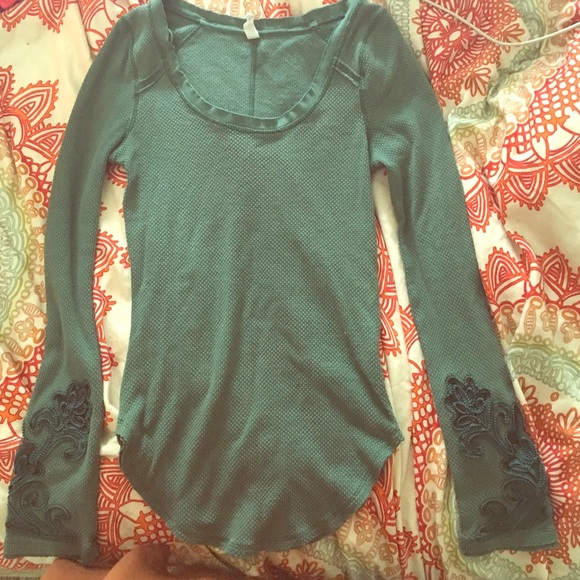 Emerald green free people thermal w arm detail