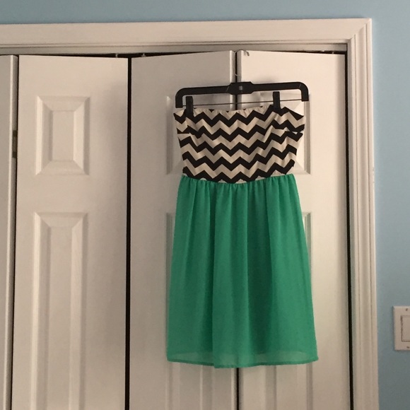 Strapless Chevron Mint Green Dress