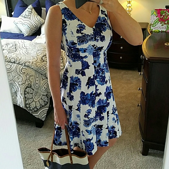 Blue and White Floral Dress.