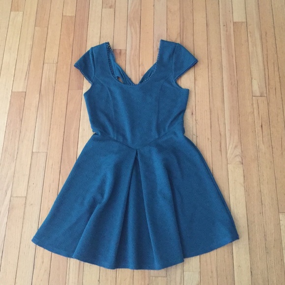 teal Free People textured skater dress