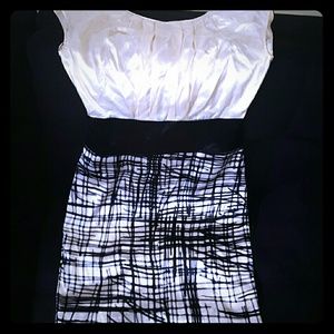 BCBG MaxAzria cream and black cocktail dress