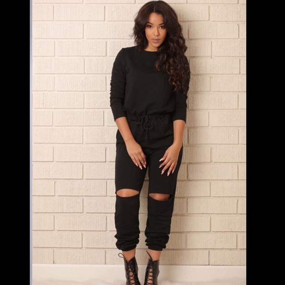 Slit knee jumpsuit