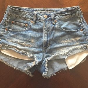 American eagle high waisted distressed shorts