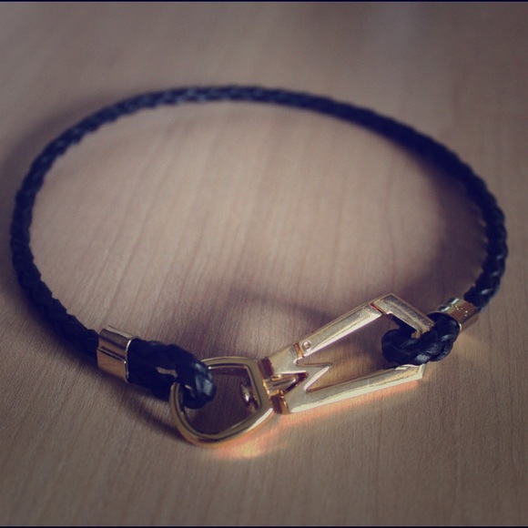 Marc Jacobs gold and leather choker necklace