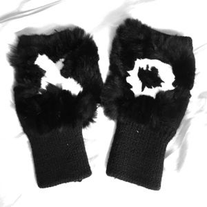 Rabbit fur mittens