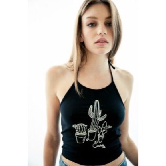 RARE Brandy Melville Black Succulent Sachi Halter