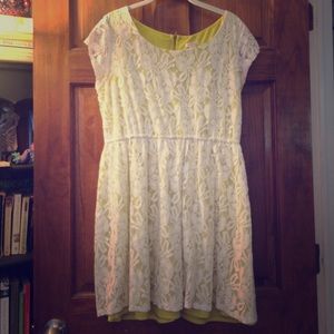 Lace over line green dress.