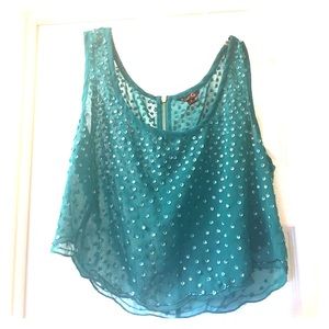 G by Guess Teal Sequin Crop Top