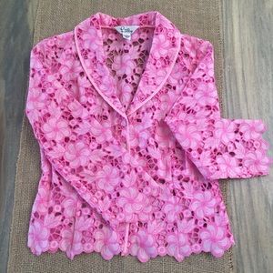Lilly Pulitzer signature pink lace jacket, size 4
