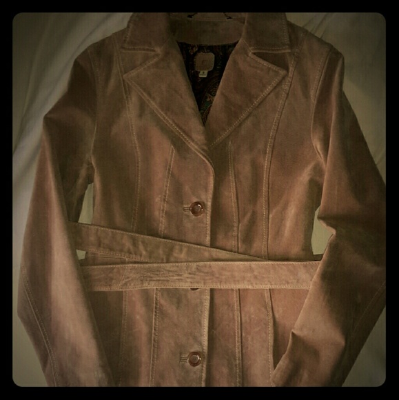 Wilson's Leather mid-length suede trench