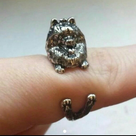 Pomeranian Dog Animal Ring Silver Tone Adjustable - Picture 1 of 1